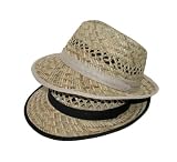Straw Fedora with 2 Inch Snap Brim by Dorfman Pacific