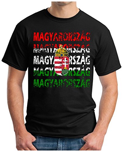 OM3 – MAGYARORSZÁG – T-Shirt HUNGARY EM 2016 FRANKREICH FRANCE FUSSBALL FANSHIRT SOCCER CUP SPORT TRIKOT EUROPAMEISTER, S, schwarz