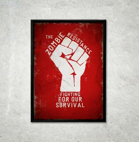 Zombie Poster, Zombie Art, Size:16.5 inch x 11.7 inch, Wall Art, Zombies, Zombie Decor, Horror Poster, Decor, Gift, Revolution, Protest Poster, Red, Art Print, Unframed