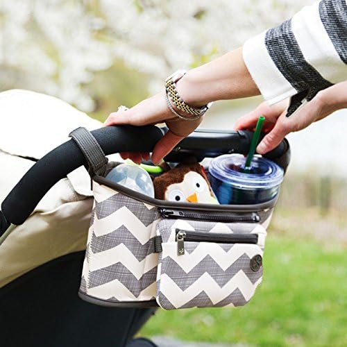 Lojow (Tm) Stroller Organizer - Luxurious spill proof premium baby bag, Practical top quality with universal fit straps best for every carriage, Great baby shower gift (Chevron)