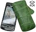 Original Suncase Leder Etui Tasche speziell fuer Samsung GT S8500 / S-8500 / Wave / Lasche mit Rueckzugfunktion / Croco Gr�n