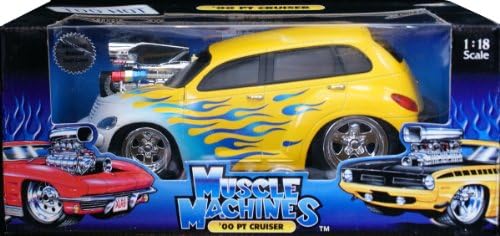 2000 Chrysler Pt Cruiser Muscle Machines Diecast 1:18 Scale Yellow W/flames