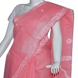 Saris in Cotton with Chikan Embroidery Pink (chsari128)