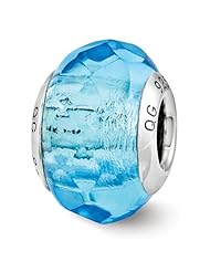 Sterling Silver Reflection Light Blue Faceted Glass Italian Bead