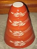 SET OF 4 - Vintage 1980s Pyrex " Autumn Harvest Wheat " Brownish-Red Mixing Nesting Batter Bowl Set - 1 1/2 Pint, 1 1/2 Quart, 2 1/2 Quart & 4 Quart
