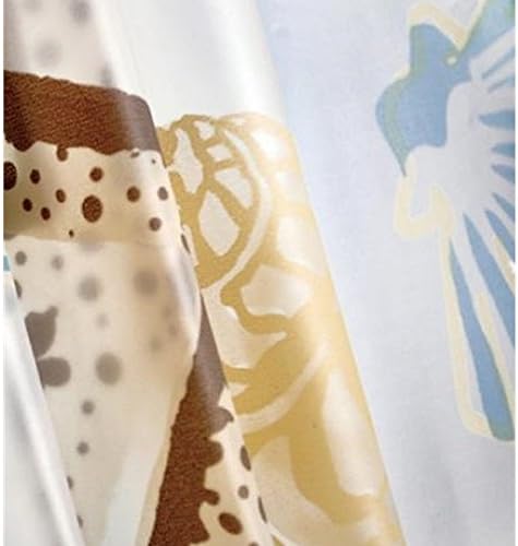 Saphrank Light Blue and Yellow Sea Star, Shell, Conch Pattern Bathroom Waterproof PEVA Shower Curtain Liner with 12 Plastic Hooks, 72" X 72"