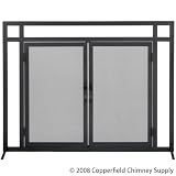 MISSION 2-Door Panel Fireplace Hearth Spark Screen [44" x 33"] - BLACK