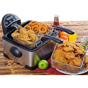 Click here to see all customer reviews now Secura 4.2L/17-Cup 1700-Watt Stainless-Steel Triple-Basket Electric Deep Fryer Digital Control