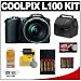 Nikon Coolpix L100 10 Megapixel Digital Camera (Matte Black) with 15x Optical Zoom + AA Batteries + Case + Accessory Kit