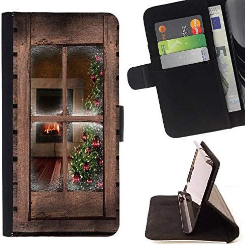 Flip Credit Card Slots PU Holster Leather Wallet Pouch Protective Skin Case Cover Motorola Moto Z Force / Moto Z Force Droid , ( Window Rustic Brown Wood Country )