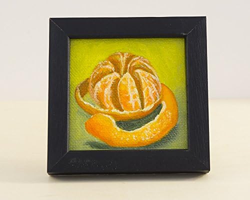 Orange Painting, Fruit Still Life, 3x3 Canvas with Frame