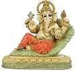 Reclining Ganesh on a Leaf Statue, Color