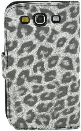 HJX Gray S3 i9300 NEW Leopard Leather Flip Stand Wallet Case Cover with ID Credit Card Slot for Samsung Galaxy S3 i9300
