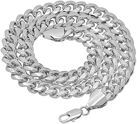11mm Rhodium Plated Miami Cuban Link Chain Necklace, 24"