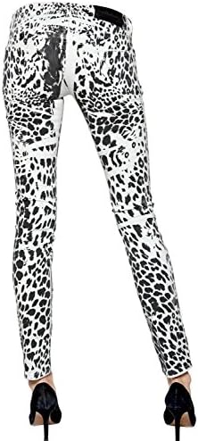 Pierre Balmain Women's Leopard Print Skinny Jeans 27 White