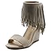 Ollio Womens Shoe Fringe High Heel Wedge Sandal