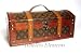 16.3 in w x 8 in d x 7 in ht, Wood Leather Embossed Wine Holder, Treasure Chest