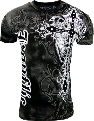 Konflic Men s Giant Cross Graphic Designer MMA Muscle T-shirt - Black - 2X-Large