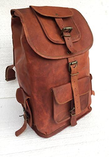Universal Leather Handmade Genuine Leather Retro Rucksack Backpack Brown