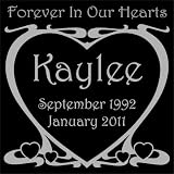 6 x 6 Lazer Gifts Personalized Black Granite Pet Memorial Marker Style Kaylee