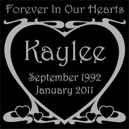 6 x 6 Lazer Gifts Personalized Black Granite Pet Memorial Marker Style Kaylee