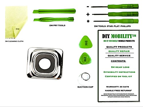 Samsung Galaxy S4 Rear Camera Glass Lens PREMIUM Kit with DM Tools, Cleaning Cloth, and Instructions Included I9500 ,I9505, M919, I337, I545, L720, R970 - DIYMOBILITY