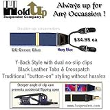 Dark Ocean Blue mens suspenders with dual clips