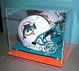 Full Size Football Helmet Display Case with Mirrored Back, Gold Risers, Embroidered Logo and Team C