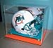 Full Size Football Helmet Display Case with Mirrored Back, Gold Risers, Embroidered Logo and Team C