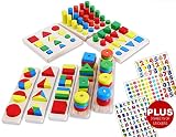 INTELLITOYZ Montessori 8 piece Wooden Learning Set PLUS 3 sets of Stickers