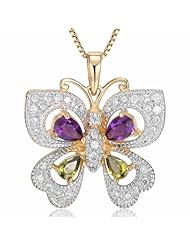 18k Gold over Sterling Silver Purple Olive Cubic Zirconia Butterfly Pendant