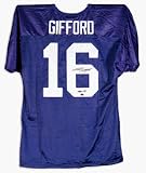 Frank Gifford Autographed New York Giants Blue Football Jersey with HOF Inscription