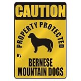 CAUTION PROPERTY PROTECTED BY BERNESE MOUNTAIN DOGS PARKING SIGN DOG
