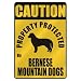 CAUTION  PROPERTY PROTECTED BY BERNESE MOUNTAIN DOGS  PARKING SIGN DOG