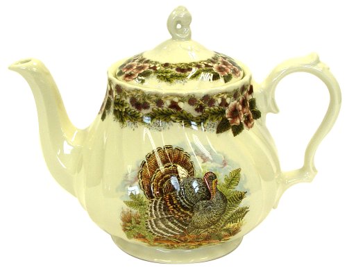 Churchill China Thanksgiving Turkey Multi Colors Tea Pot