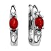 10K White Gold 0.06 ct. Diamond and 5/8 ct. Oval Shaped Ruby Earrings