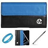 Blue & Black Portola Leather Holster Carrying Case with Fixed Belt-Clip and ....