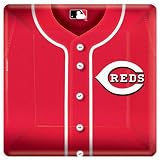 Lets Party By Amscan Cincinnati Reds Baseball Square Banquet Dinner Plates