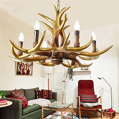 Happy-Antlers American country living room chandelier Mediterranean restaurant Retro Bar Bar Continental antler chandeliers personality