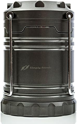 Switch-Less Compact LED Camping Lantern - Extremely Bright - AA Battery Compatible - Ultra Lightweight - Water Resistant - For Emergencies, Hiking, Outdoors, Fishing, Power Outages, Tents, Perfect Gift - Gun Metal Grey - Simply Aeonic