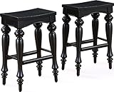 Powell Pennfield Distressed-Black Kitchen-Island Stools (set of 2)