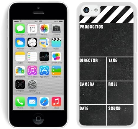 Clapperboard Film Making Slate Hollywood Quirky Movie White Shell Case for iPhone 5C,Luxury Cover