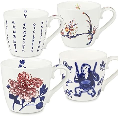 Waechtersbach Chinese Fine Art Assorted Colors Bone China Mug (Set of 4)