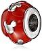 Disney Stainless Steel Mickey Red Enamel Bead Charm