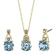 Stunning Enchantment 2.37 cts Round Shape Swiss Topaz Diamond Pendant Earrings Set 14Kt Yellow Gold