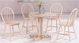  : Set of 4 White Wash Finish Windsor Dining Side Chairs/Chair