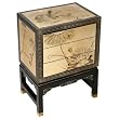 Handmade Asian Furniture - 24" Gold & Black Wood Chinese Standing Storage Cabinet / End Table