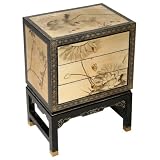 EXP Handmade Asian Furniture - 24" Gold & Black Wood Chinese Standing Storage Cabinet / End Table