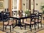7pc Formal Dining Table & Chairs Set with Detail Carvings Black Finish