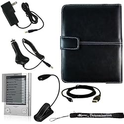 UltimateSonyReaderTouchPRS-600BundlePack:BlackLeatherCoverCase,eBookLEDLight,USB2in1DataCable,CarCharger,WallCharger,andScreenProtectorwithFreeCarabinerKeyChain